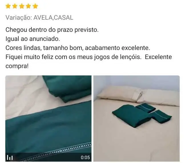 Depoimento jogo de lençóis